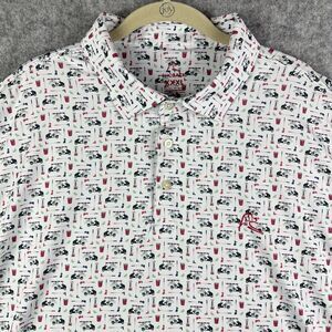 Rhoback Polo Shirt Mens 3XL XXXL White Golf Cart Club Drink Stretch Performance